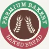 Logo of Premium Bakery featuring baked bread and wheat symbols.