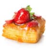 Delicious layered pastry with fresh strawberries and glaze.