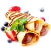 Delicious crepes with chocolate and fresh berries for dessert.